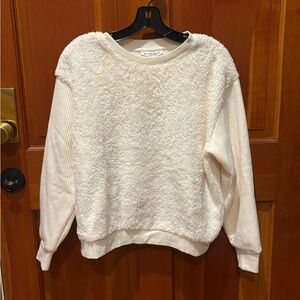 Workshop Republic Faux Fur Sweatshirt With Ribbed Sleeves - NWT